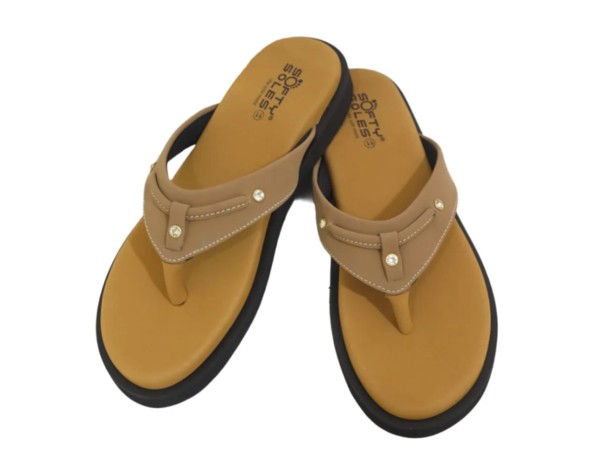 V-Strap Sandal · Ladies in Tan